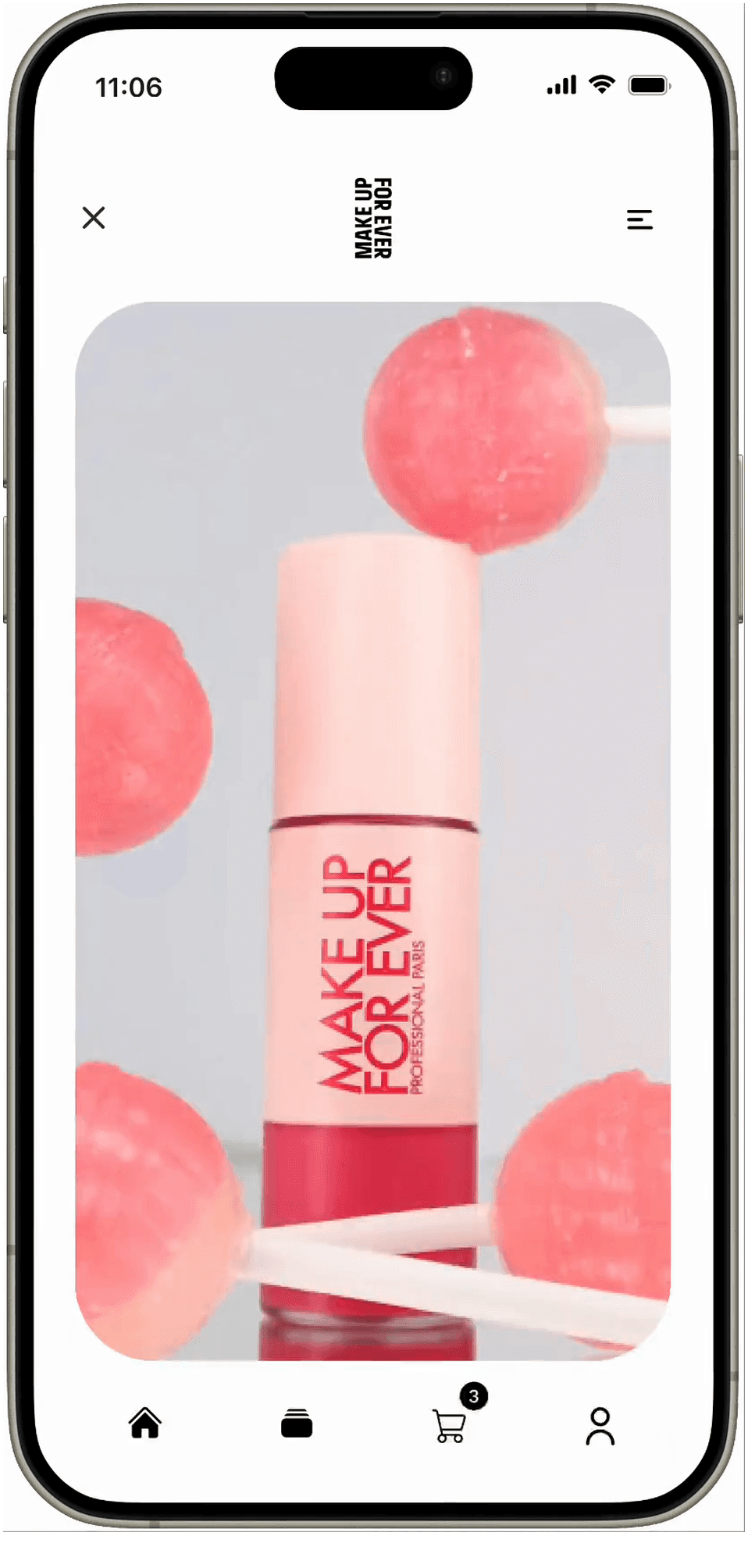 Brand channels for Make Up For Ever, Charlotte Tilbury, Fenty Beauty and others playing campaign videos